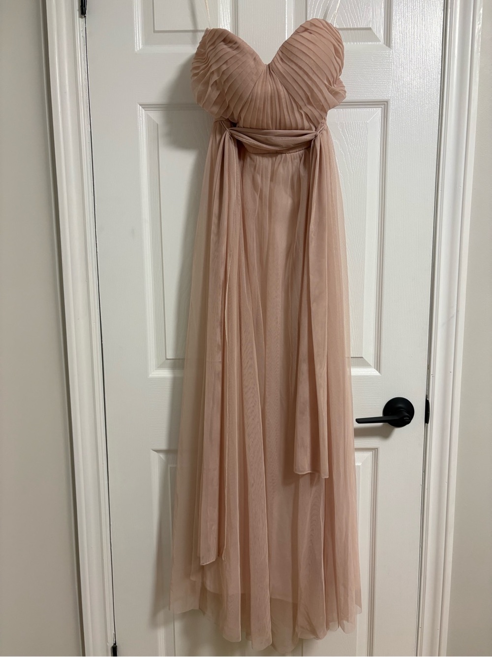 Birdy Grey Blush/Nude Strapless Pleated Maxi Dress
